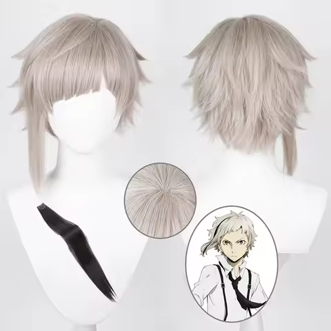 Anime Bungo Stray Dogs Cosplay Atsushi Nakajima Cosplay Wig Short Flaxen Grey Heat Resistant Hair Wi