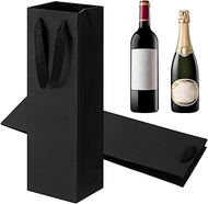 Black Wine Bottle Gift Bags, Black Kraf Paper Wine Gift Bags 3.54 "X4.33"X13.8" Reusable Liquor Bag,