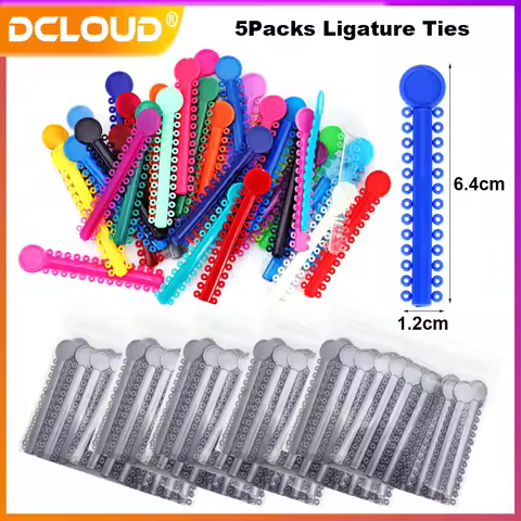 DCLOUD 5Packs Dental Orthodontic Elastic Ligature Ties Rubber Bands Braces Colorful Dentistry Ortho 