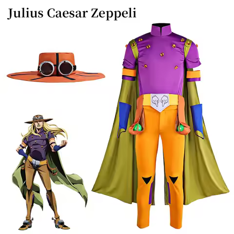 JOJO Gyro Cosplay Costume, JoJo's Bizarre Adventure Gyro Zeppeli Outfit With Cloak, Anime Cowboy's C