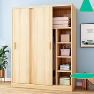 2-door sliding wardrobe/Scandinavian 2 Door Wardrobe Two Drawers Storage Almari Baju Cabinet/Almari Pakaian
