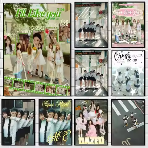 ILLIT Mini Album Concep Anime Posters Sticky Fancy Wall Sticker For Living Room Bar Decoration Room 