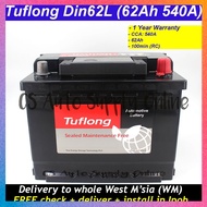 Tuflong Din62L 56219 LN2 Din55 L Genuine Car Battery for Peugeot 3008 Elantra Getz Matrix Citra Polo