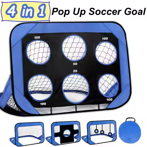 4-in-1 Pop-Up Kids Soccer Goal Net - Foldable Football Goal for Indoor/Outdoor Use | Improves Passin