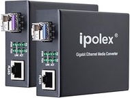 ipolex A Pair of Bidi Gigabit Single-Mode LC Fiber to Ethernet Media Converter, with BiDi SFP LX Mod
