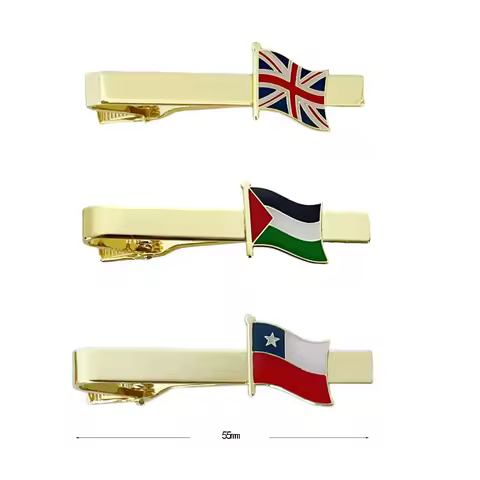 Uk Palestine Chile Flag Ireland Clover Metal Tie Bar Wedding Suit Shirt Cuff Links, Men's Gifts Acce