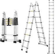 A-Frame Aluminum Telescopic Extension Ladder with Non-Slip Feet, 16.5FT Rv Telescope Foldable Extend