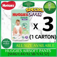 Huggies AirSoft Pants Super Jumbo Pack (M46L36XL30XXL24) X 3 packs