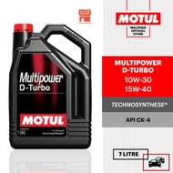 MOTUL Multipower D-Turbo 10W30 | 15W40 7L Minyak Enjin Diesel Technosynthese API CK-4