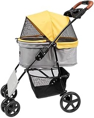 Pet Stroller for Small Dogs and Cats Puppy Strolling Cart Travel Folding Carrier with Universal Whee