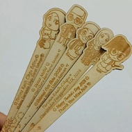 Penanda Buku Hari Guru [PERCUMA Custom Nama Ayat Ringkas] 3mm Plywood 2.8cm x 17.5cm Chooseable Icon