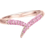 14k玫瑰金粉紅剛玉戒指 優雅粉紅藍寶石戒指 極簡桃紅結婚金戒指