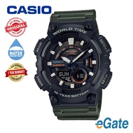 Casio AEQ-110W-3AV Men Analog Digital World Time Classic Army Green Resin Strap Watch