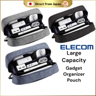ELECOM Large Capacity Gadget Organizer Pouch - Travel and Remote Work Case - Navy, Black, Gray