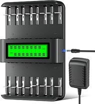 Mspalocell 16 SLOT Battery Charger for 1.2V AA/AAA/C/D Battery (Ni-MH/Ni-CD), LCD Display, Independe