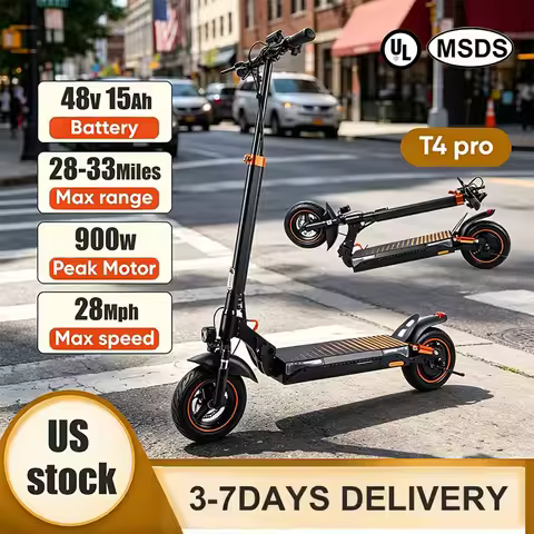 Foldable Max 900w 48v 40km/H Electric Scooter 10 Inch Off-Road Tire Adults E Scooter T4pro US Wareho