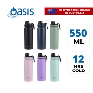 Oasis Stainless Steel Insulated Sports Water Bottle with Screw Cap 550ML | Hot Cold Leakproof Vacuum