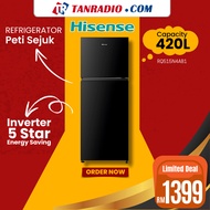 Hisense Refrigerator 420L Inverter Black Twin Door Fridge RT439N4ABN1 Peti Sejuk 2 Pintu Hitam 冰箱