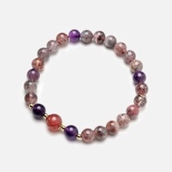 超級七鴿血紅草莓晶14K包金水晶手鍊 超七 Super Seven