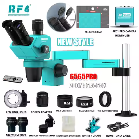 RF4 Precise Locking Magnification Zoom 360 ° Rotation Adjustable Swing Arm Universal Trinocular Ster