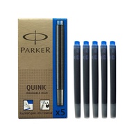 Parker 5 x Washable Blue Ink Cartridges QUINK Long Fountain Pen Ink Refill Cartridges