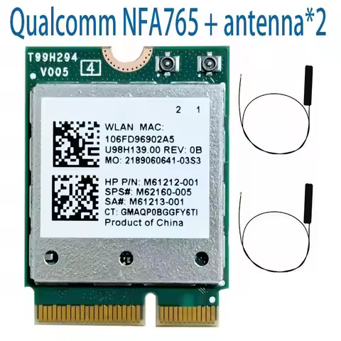 QCNFA765 M2 Key E Wi-Fi 6 BT 5.2 M. Modul NGFF Wifi NFA765A 802.11ac/Ax 2.4G/5G/6G 2400Mbps NFA765 W