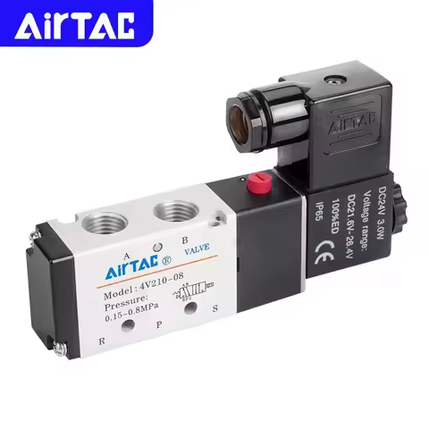 AIRTAC Original Pneumatic 5/2 Way Solenoid Valve 4V110-06 4V210-08 4V310-10 4V410-15 12V 24V 110V 22