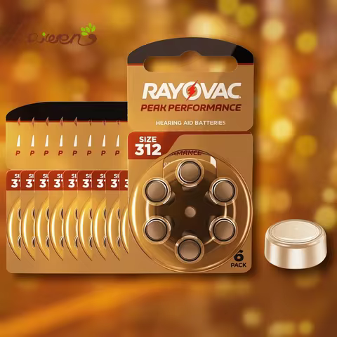 Hearing Aid Batteries 60 PCS Rayovac PEAK 1.45V High Performance 312 312A A312 PR41. Battery For BTE