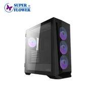 振華 M705 玻璃透側機殼 (E-ATX/Type-C/內建風扇前3後1/網孔面板/顯卡400mm/塔散165mm)