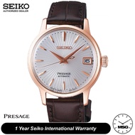 Seiko SRP852J1 Women's Automatic Presage Cocktail Rose Gold-Tone Case Brown Leather Strap Watch