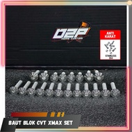Xmax cvt block bolts, custom handmade stainless xmax L cvt block cover bolts, titanium and slim flat