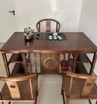🌷實木大板桌茶桌椅 一桌五椅 🌷新中式 簡約茶几辦公桌 送貨上門 包郵#茶桌椅#Tea table and chairs