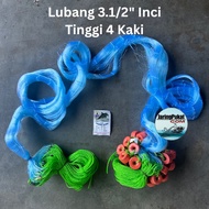 035 X 3.1/2" Inci X 4Kaki X 45Mtr Jaring Pukat Ikan / Siap Dengan Pelampung dan Batu Timah / Warna B