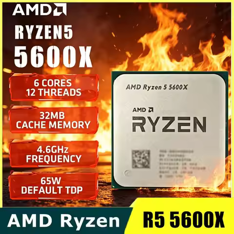 AMD Ryzen 5 5600X 3.7GHz 6-Core 12-Thread R5 5600X Socket AM4 7NM L3=32M Processor 65W DDR4 No coole