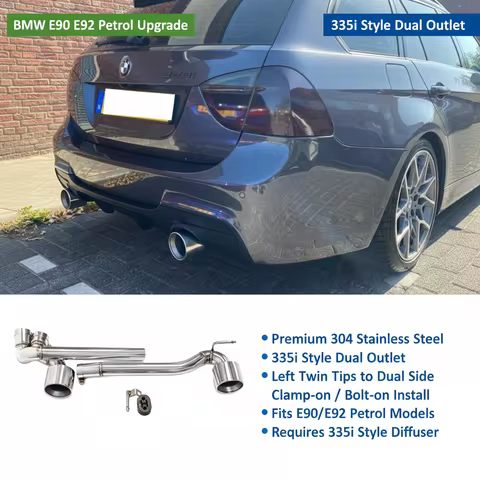 335i Style Dual Exhaust Tip for BMW E90 E92 323i 325i 330i Petrol Twin Tips to Dual Outlet Upgrade S