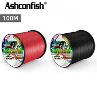 Ashconfish 16 Strands 100M Braided Fishing Line 20-500LB X16 Multifilament PE Line Color Red Black