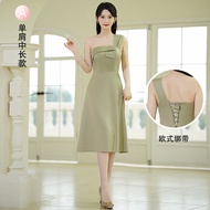 Váy Cưới Màu Sâm Panh Dài Vừa Phải Cho Cô Dâu Mùa Thu Đông 2025 Váy Dạ Hội Chữ a Tay Ngắn Thời Trang