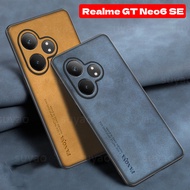 For Realme GT Neo6 SE 6SE Neo6SE 5G 2024 Luxury Matte Leather Casing Simple Silicone Shockproof GTNeo6 Anti-fingerprint Soft Frame hard Suede YBCG TPU Lens Fashion Back Cover