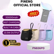 NEW PINENG PN836 PD 20000 mAh Built in 2 cables Digital display FAST CHARGING 22.5W powerbank