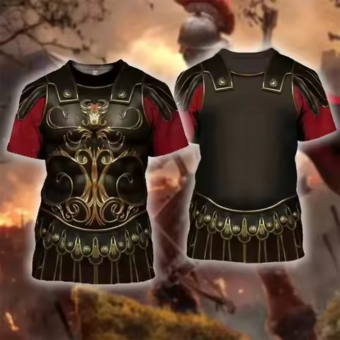 2024 New Knight Armor 3D Print T Shirts Knights Templar Harajuku Short-sleeve Unisex T-shirt Summer