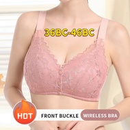 Front Button Wireless Bra - Plus Size 46C with Adjustable Straps