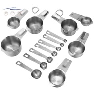Stainless Steel Measuring Cups and Spoons Set of 14 Pieces,7 Nesting Cups and 7 Stackable Spoons Pro