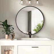 YIXIN Round Mirror Toilet Mirror Aluminum Alloy Nordic Bathroom Mirror Toilet Sticker Wall Hanging Cosmetic Mirror