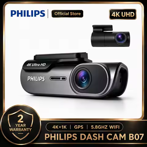 PHILIPS Dash Cam B07 4K+1K HDR Dual Front Rear Camera 2.4G & 5.8G WiFi APP GPS Support 24H Parking M