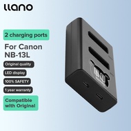 llano Canon NB-13L Camera Charger LED USB Dual Slot Digital for G5X/G7X/G9/G9X/G7C Mark/ii sx620HS/S