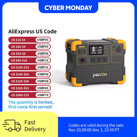 Pecron E1500LFP 2200W 1536Wh Portable Power Station LiFePO4 Battery Solar Generator Expandable for H