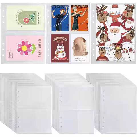 60 Sheets A5 Binder Pockets 3 Size OneSided Card Binder Sleeves for 6 Ring Binde 4 Pocket 2 Pocket 1