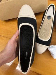 VIVAIA黑白拼色針織中跟鞋38.5碼