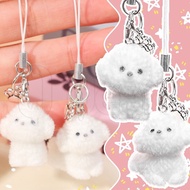 2Pcs Flocking Dog Keychain - 3D Puppy Earphone Pendant - Cute Backpack Hanging Ornaments - INS Style