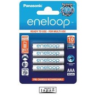 附發票日本製 Panasonic eneloop  4號AAA(小顆) 4入 充2100次低自放電電池, 4顆送電池盒